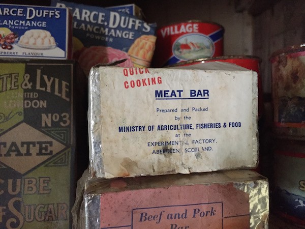 Meat Bars were the only food for months on end for scientists until very recently. This one is at the museum at Britain's Port Lockroy.