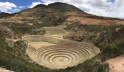 You can't throw a rock without hitting Inca ruins in Peru. Like these at Moray. The site was used by the Incan People for worshipping and/or agricultural research. Archaeologists aren't sure which.