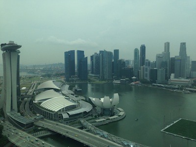 The view from the top of the Singapore Flyer, currently the world's highest ferris wheel.